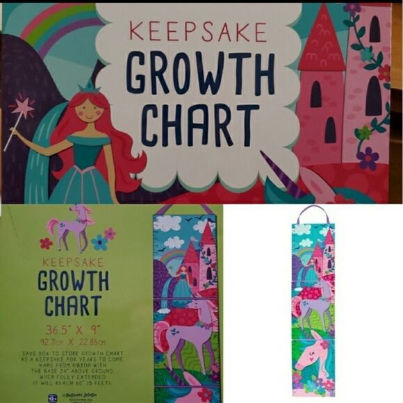 NEW GROWTH CHART KEEPSAKE PINK UNICORN TODDLER BABY INFANT PRINCESS NWT - Picture 1 of 5